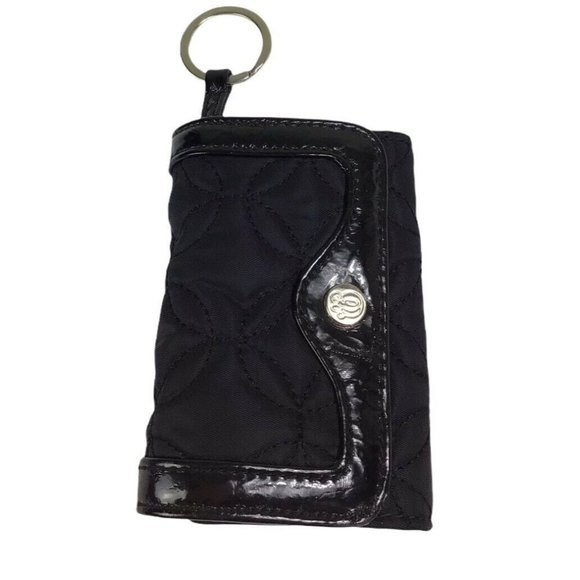Vera Bradley Black Quilted Keychain Coin Purse Zippered Pocket 4 Compartments - Picture 2 of 7